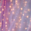 cute white sheer curtains with warm white led curtain lights