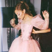 ariana grande in a glinda's inspired pink gown